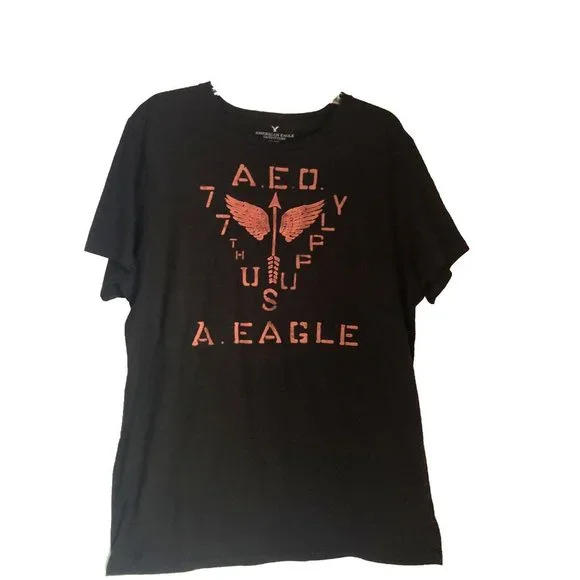 American Eagle Men’s Black Shirt Vintage Large VTG - Picture 3 of 5